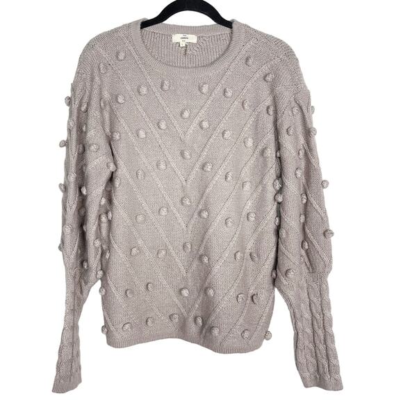 New Entro Large L Light Lavender Purple Pom Pom Crew Neck Textured Sweater - Picture 1 of 11